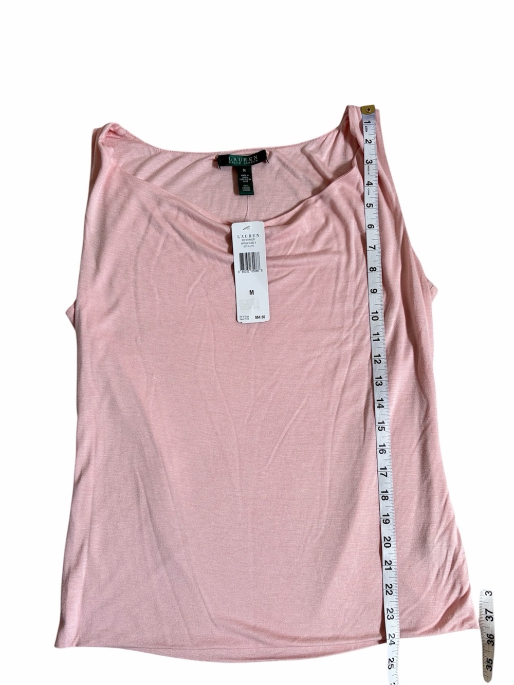 Ralph Lauren New Light Pink Draped Neckline Sleeveless Top Medium NWT - Picture 8 of 9